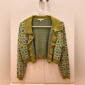 baevely Retro Buttoned Sweater [Kids L | Green Multicolor]